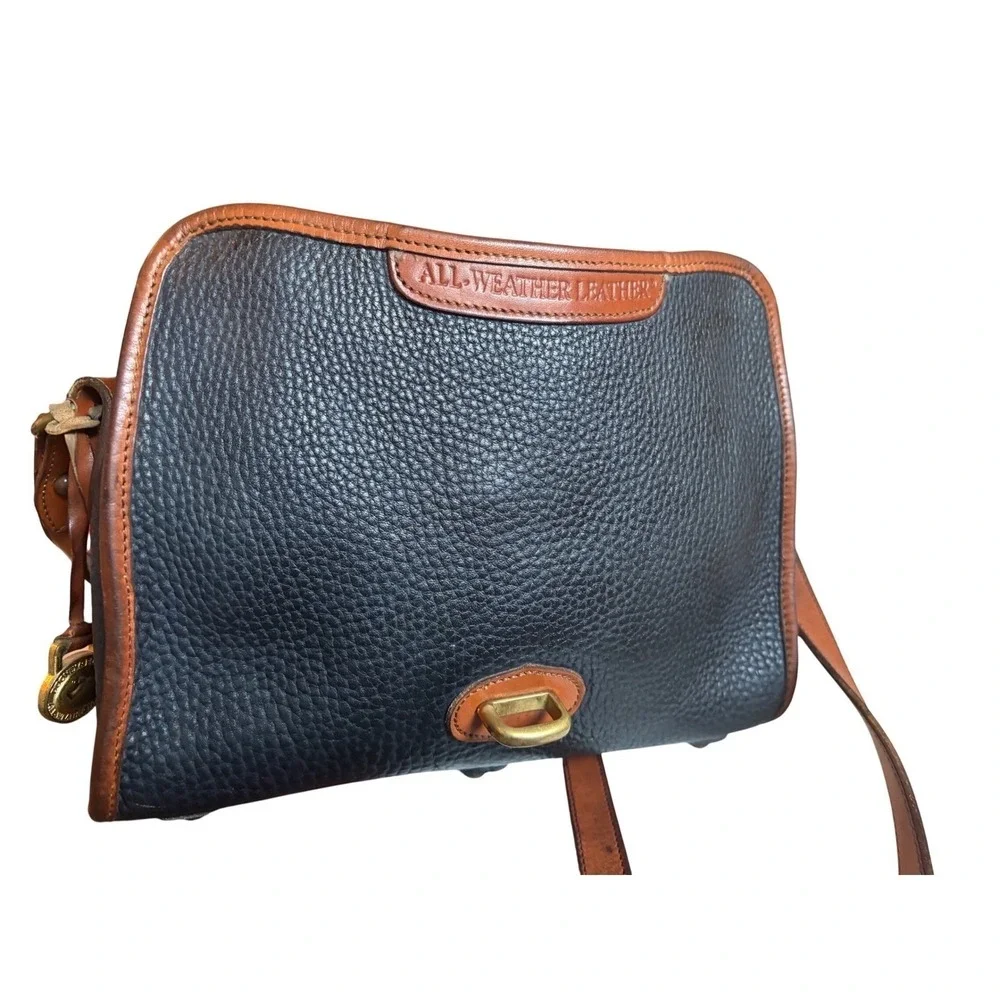 Dooney & Bourke All Weather Leather Vintage Navy‎  Crossbody Bag Brass Duck Fob